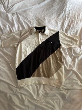 Vintage Boulevard - Short-Sleeve Polo Shirt in Cream, Black & Tan